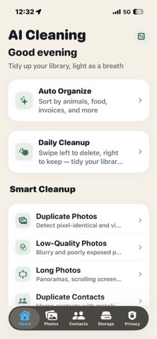 AI Cleaning iPhone app with photo organization and cleanup review